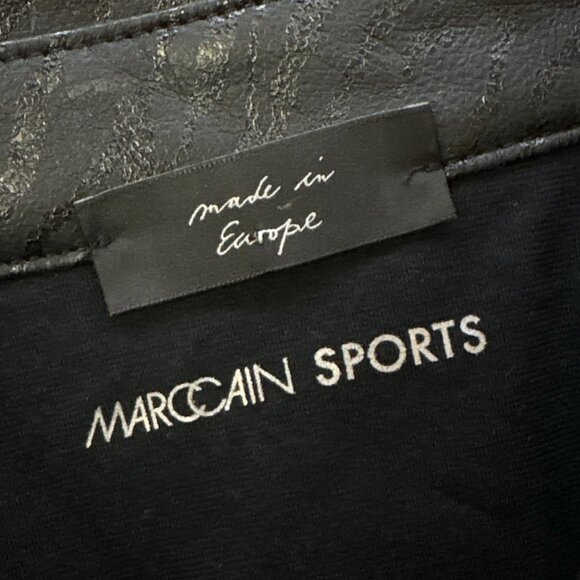 Marc Cain Sports Zebra Print Shiny Faux Leather Shacket Top Black Size N4 Large - Picture 8 of 11